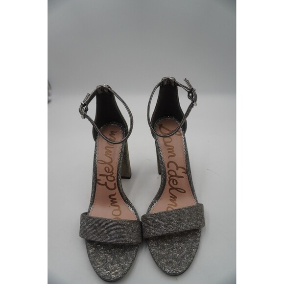 Sam Edelman Women's Yaro Silver Metallic Ankle Strap Open Toe Block Heels Sz 8 M - Picture 7 of 9